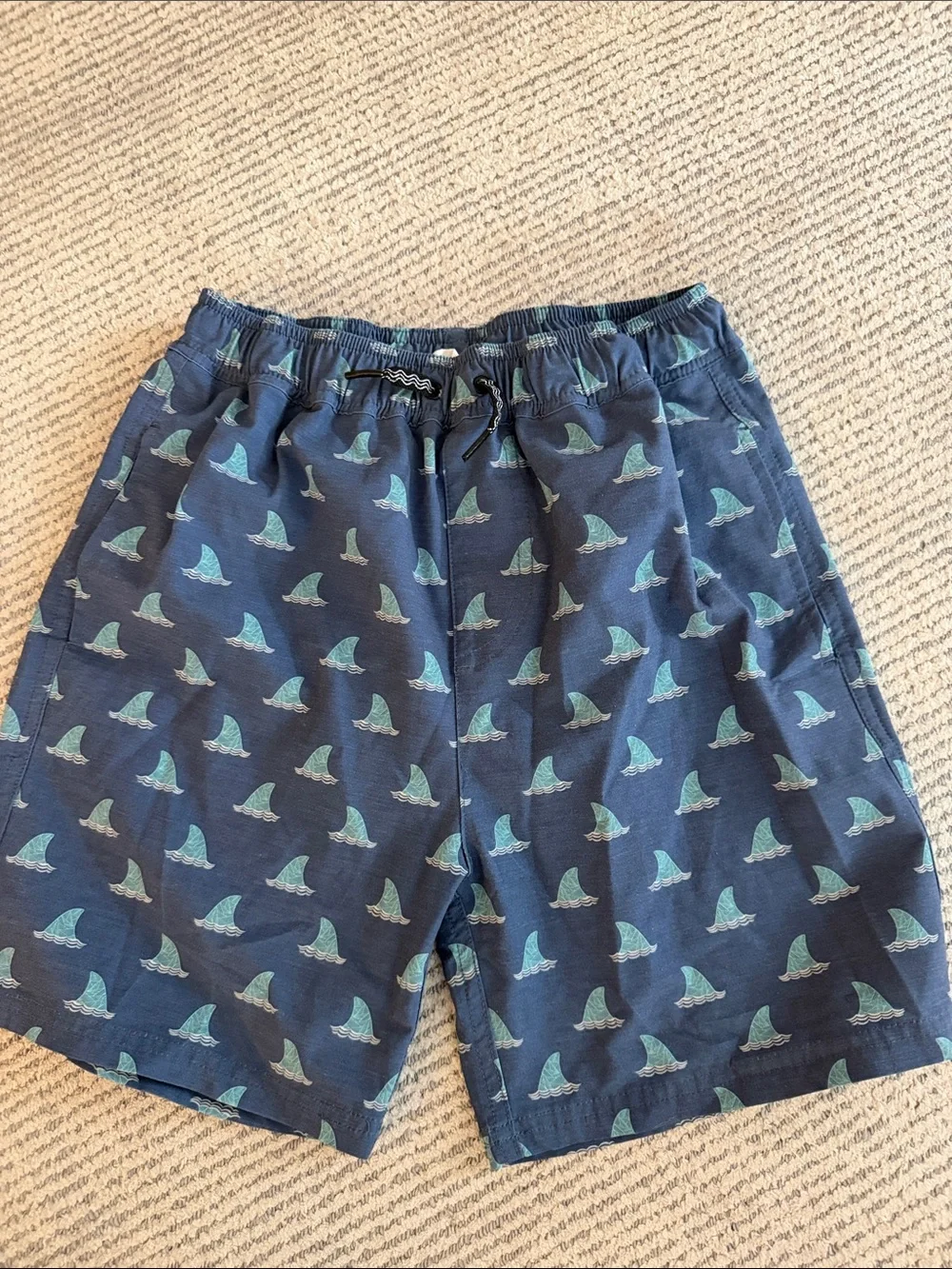 F4A boys size 14 Navy Shark-Print Swim Shorts